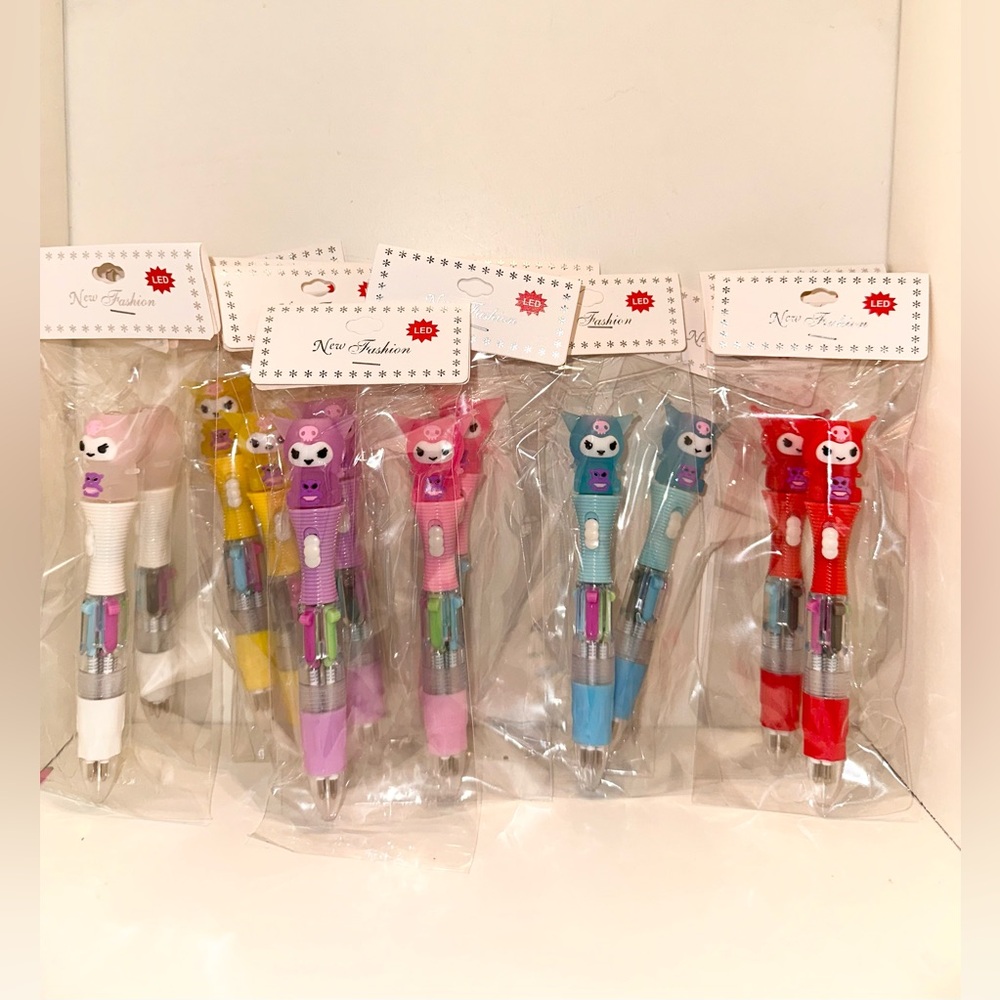 Kuromi Color Pen w/ Face Light / Price is per bundle, 4 (mix) !!***
